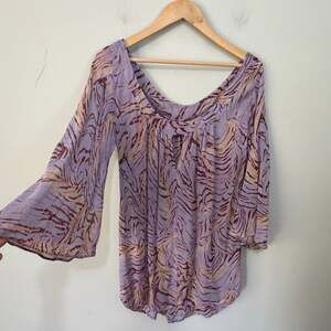 Ulf Andersson Tunic Womens Medium Purple Abstract Fairy Lagenlook Boho Chic